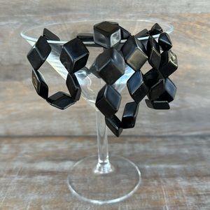 Vintage Black Flattened Cube Bead Necklace